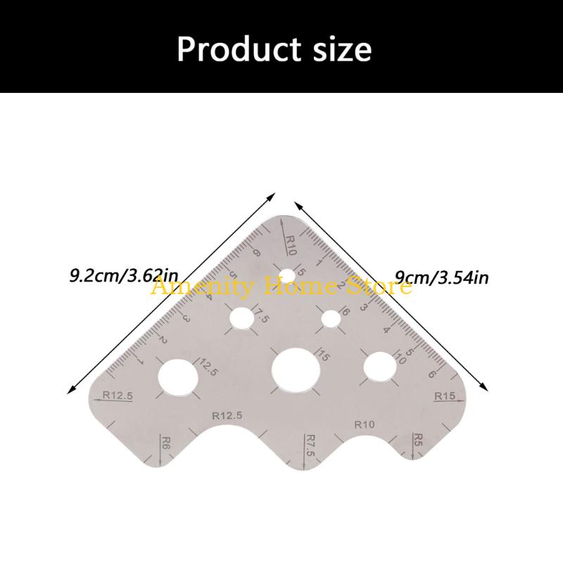 F26C Leather Cutting Tool Corner Cutter Drawing Template Portable Stainless Steel Ruler with Easy to Read Scale