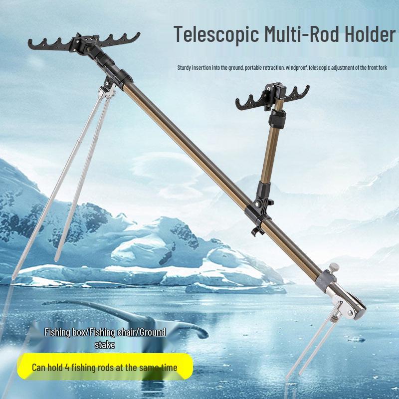 Multi-purpose Aluminum Fishing Rod Holder & Rest with Two-way Ground Stake