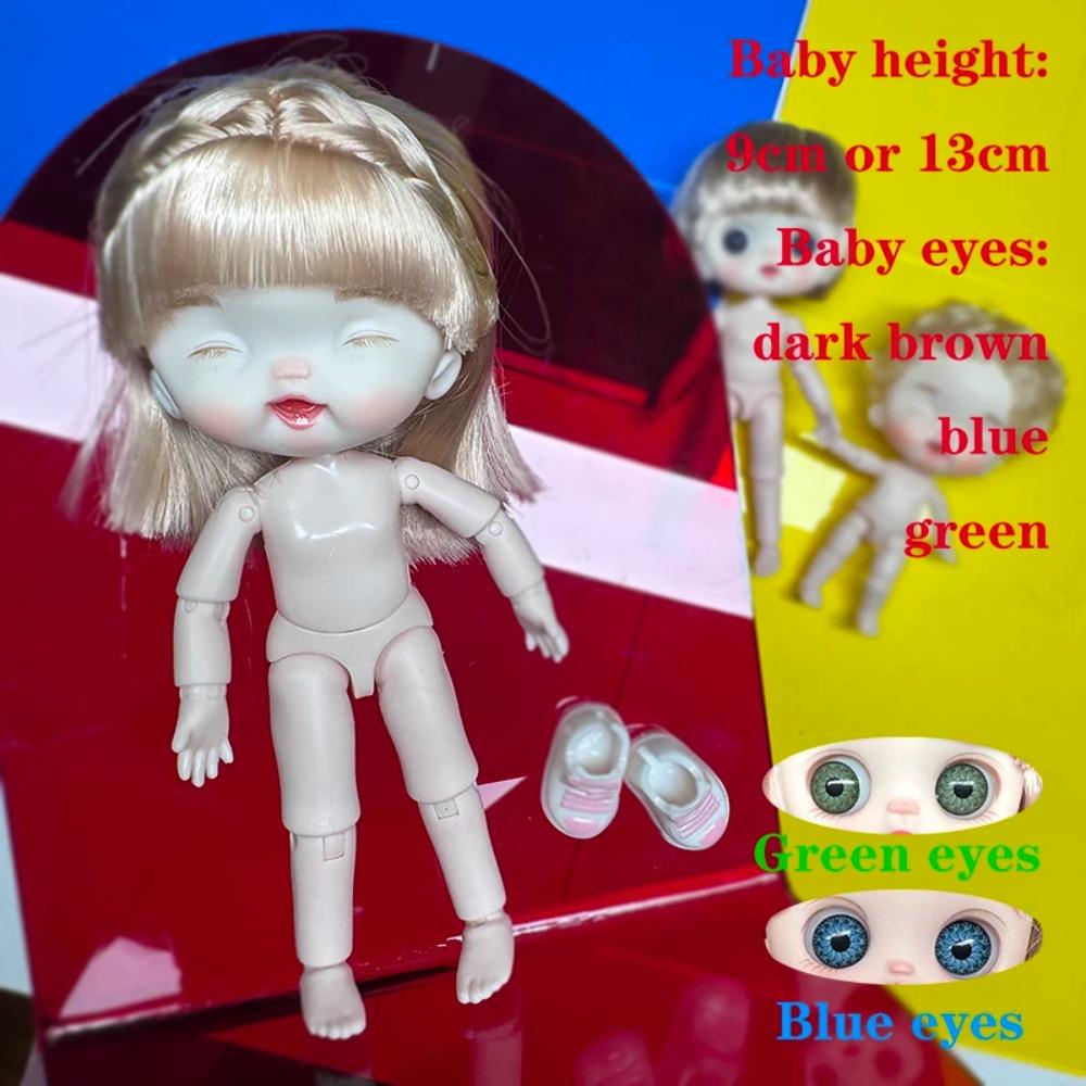Cute Mini bjd Doll Girl Boy Bald head Ob11 1/12 Naked DIY Toys Handmede Dolls full Body Green Blue eyes Art Doll Accessories Art