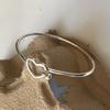 100% Solid 925 Sterling Silver Retro Bracelet for Women Geometric Hollow Heart Handmade Sparkling Simple Bracelet Birthday Gift