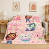 Cartoon Gabby Dollhouse Girl Flannel Blanket Soft Warm Throw Blanket for Bedroom Living Room Bed Travel Camping Picnic Kid