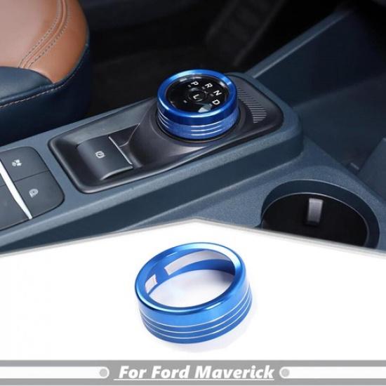 For -2024 Ford Maverick Blue Alloy Center Console Gear Shift Knob Trim Ring