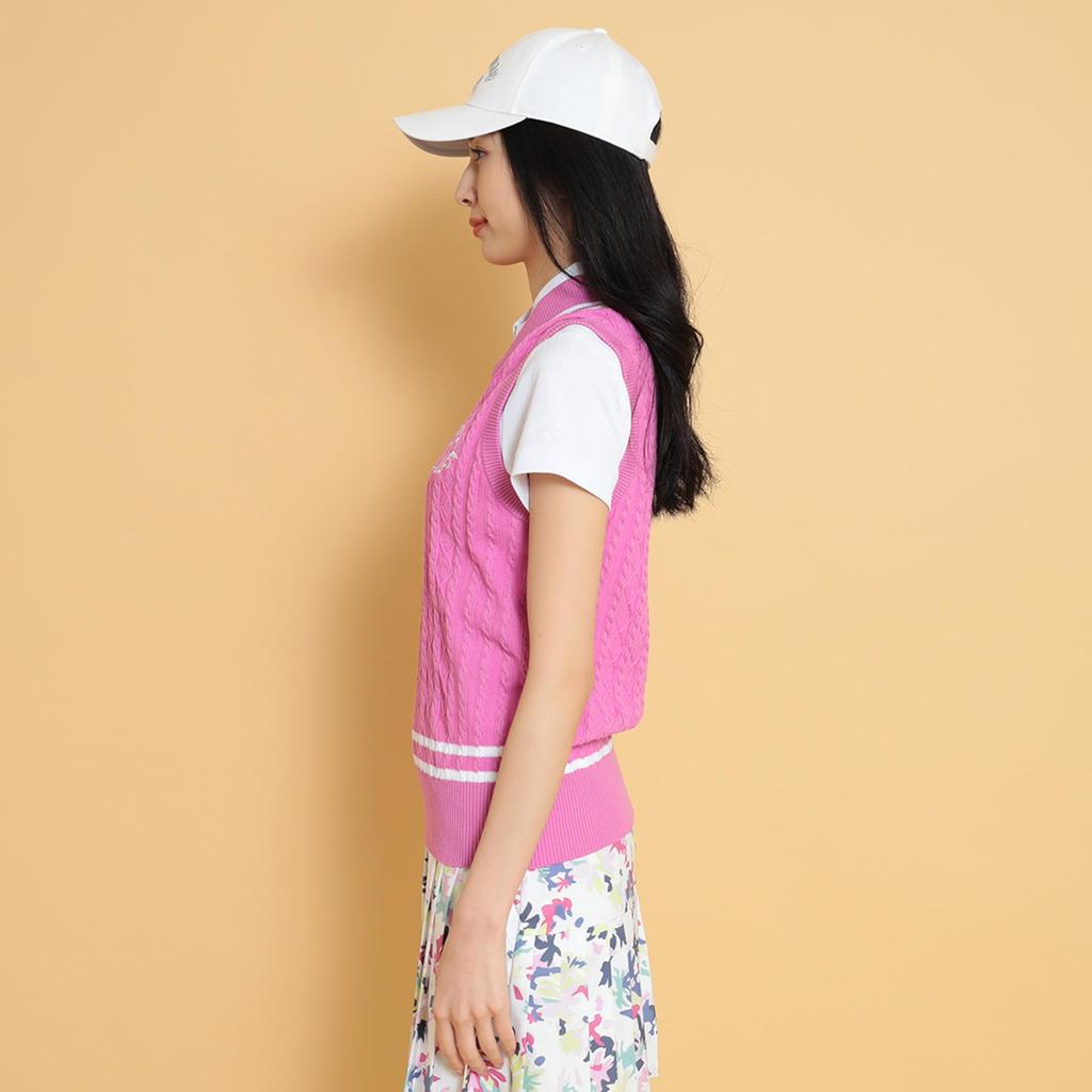 Knit Vest Golf C25119200 M [Callaway] Women's V-neck (cable Knit) / / 1090_Pink