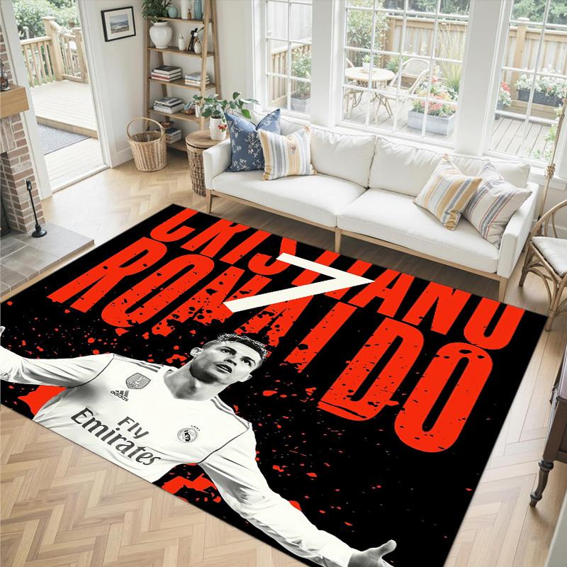Tappeto in Cristallo Velluto Design Cristiano Ronaldo Accogliente Non?Tappeto Stampato Antiscivolo per Camera da Letto Soggiorno Ingresso
