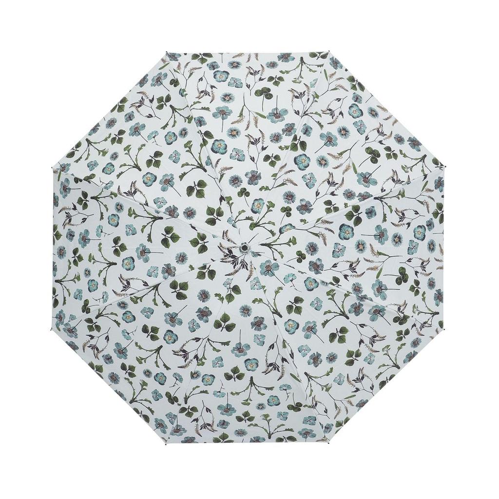 Moonbat Fuwacool Folding Parasol for Perfect for and Rain or Premium Light Heat and UV Botanical Blue Women, Commuting, School, Shine, Blocking,