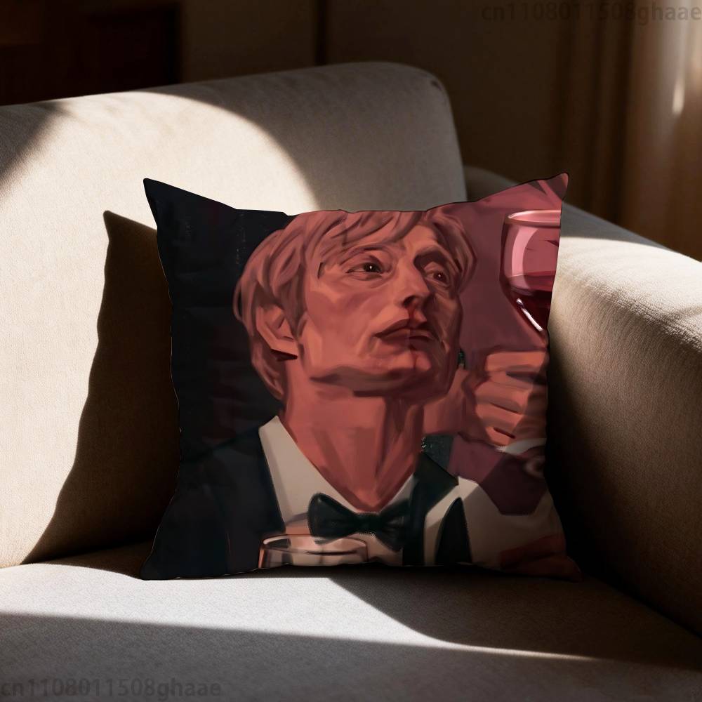 Vtipný povlak na polštář Mads Mikkelsen Hannibal Povlak na polštář Potah na polštář do obývacího pokoje Pohovka Vhodné pro domácí ložnici Dekorace místnosti