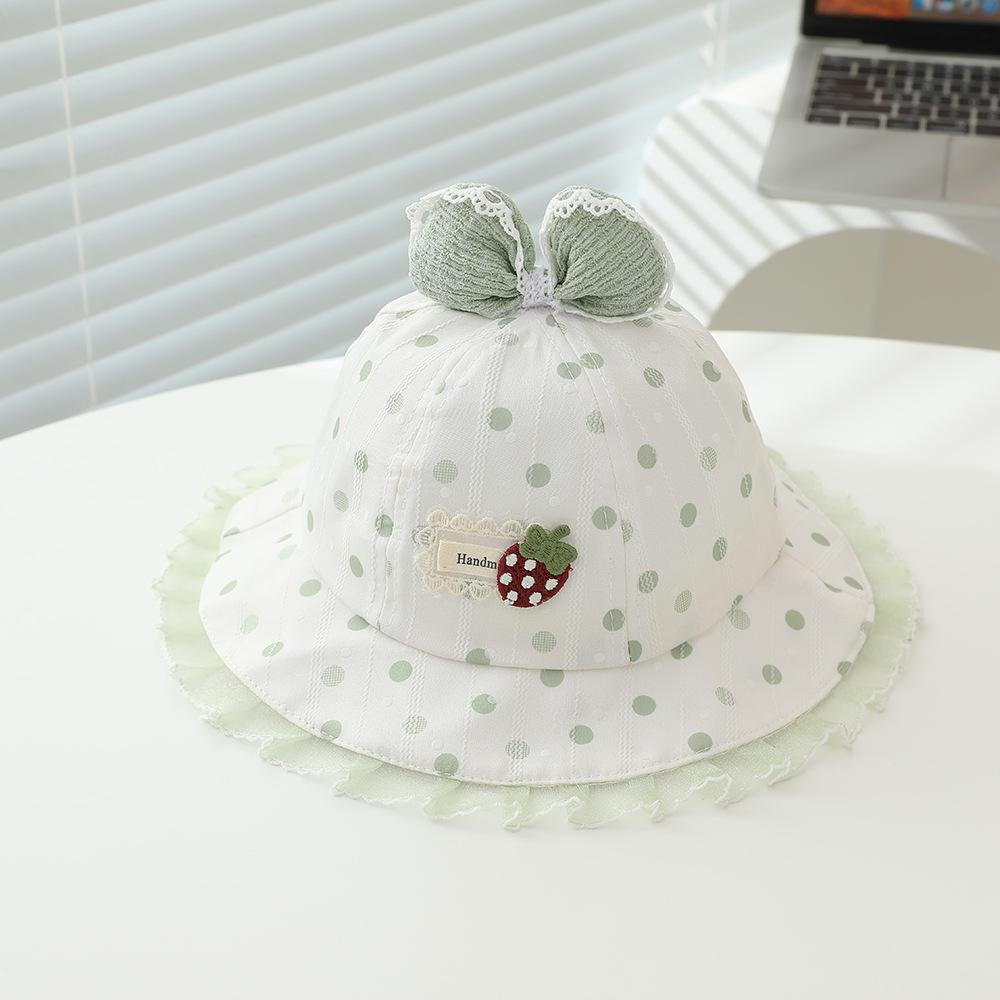 Baby Toddler Girl Fisherman Hat 50cm 1-3 Years  Spring Summer Thin Bow Sun Hat Princess Outdoor Cap UV Protection