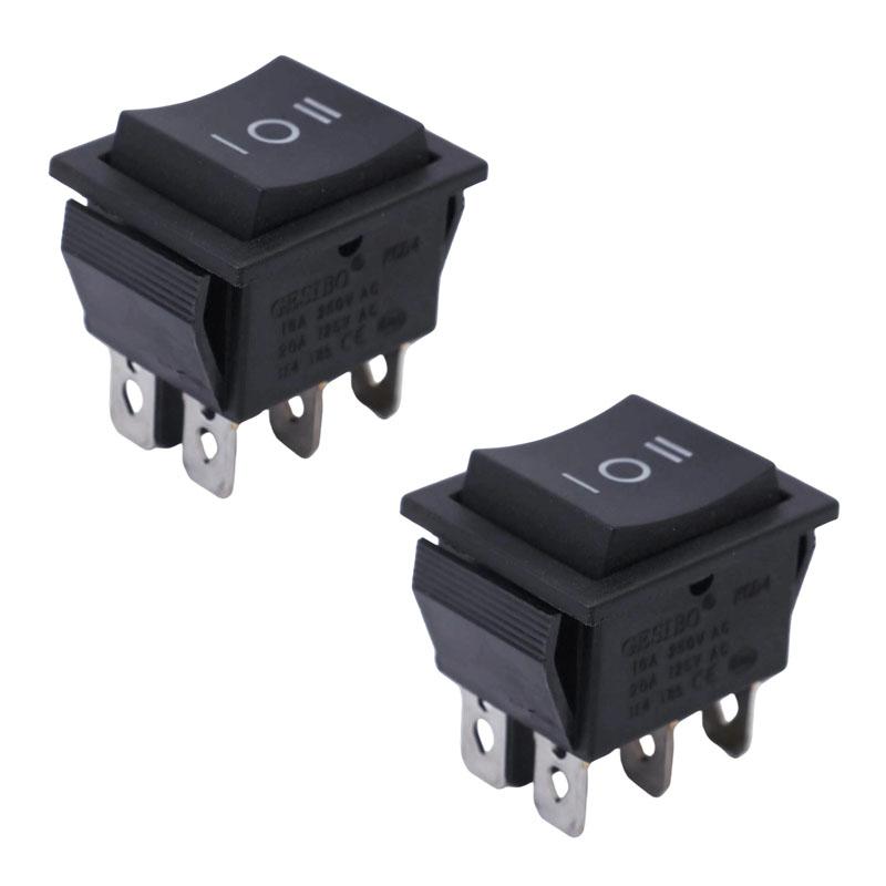 Self Resetting 6 Pin Rocker Switch 16A 250V 20A 125V AC Flame Retardant ABS Copper DPDT Snap in Auto Car Marine Toggle Panel