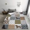 Lovely Animal Flannel Blanket Grid Dog Printed for Kids Bedroom Decoration Warm Soft Comfertable Blanket for Sofa Chair