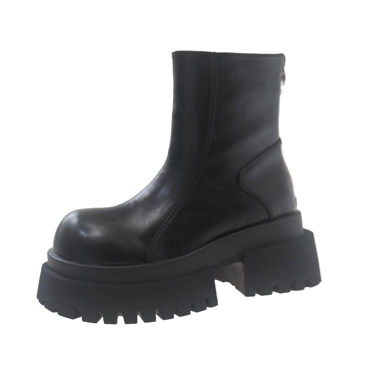 

Martin boots women s big head cigarette boots velvet thick-soled muffin small Chelsea boots locomotive boots short boots cotton boots 40 чёрный