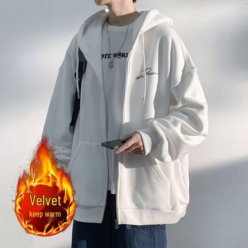 Men s Heavyweight Cardigan Hoodie - American Trend, Spring/Autumn Style, Couple s Hooded Jacket. 3XL