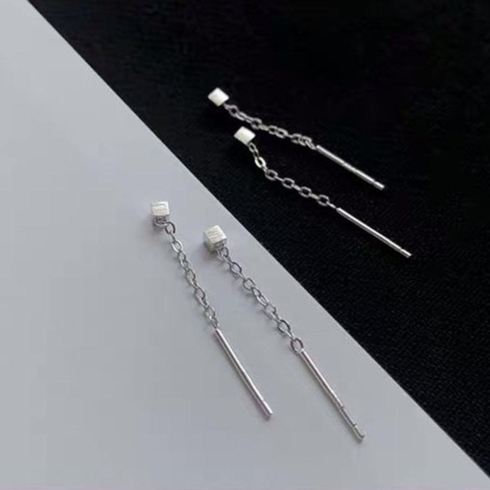 

Серьги-капли с иглой, черные, золотые, серебряные, с геометрическим блоком, ювелирные изделия Kpop, висячие серьги, линия ушей