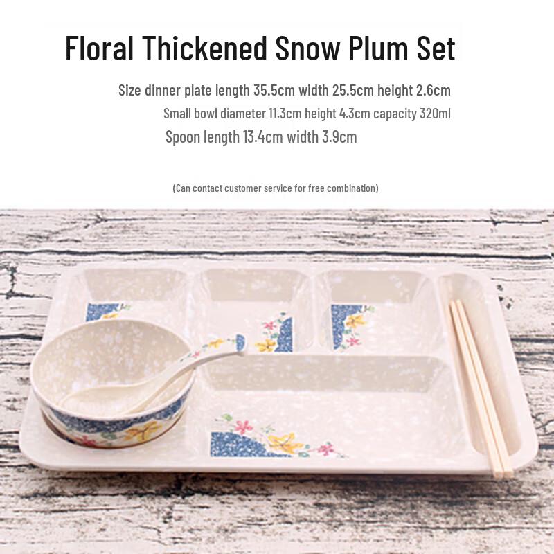 Commercial Melamine Rectangular Divided Meal Tray