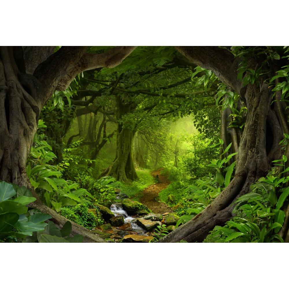 Spring Forest Backdrop Tropical Jungle Rainforest Backdrops for Photography Camping Adventure Birthday Background Photo Studio