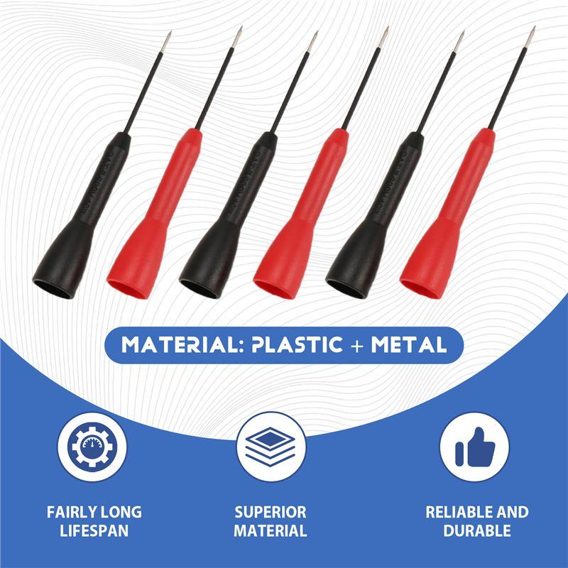 AEE4-6 Pack 2Mm Needle Test Probes, 600V/10A Non-Destructive Multimeter Test For Leads Tl71 Tl75- 3 Black & 3 Red