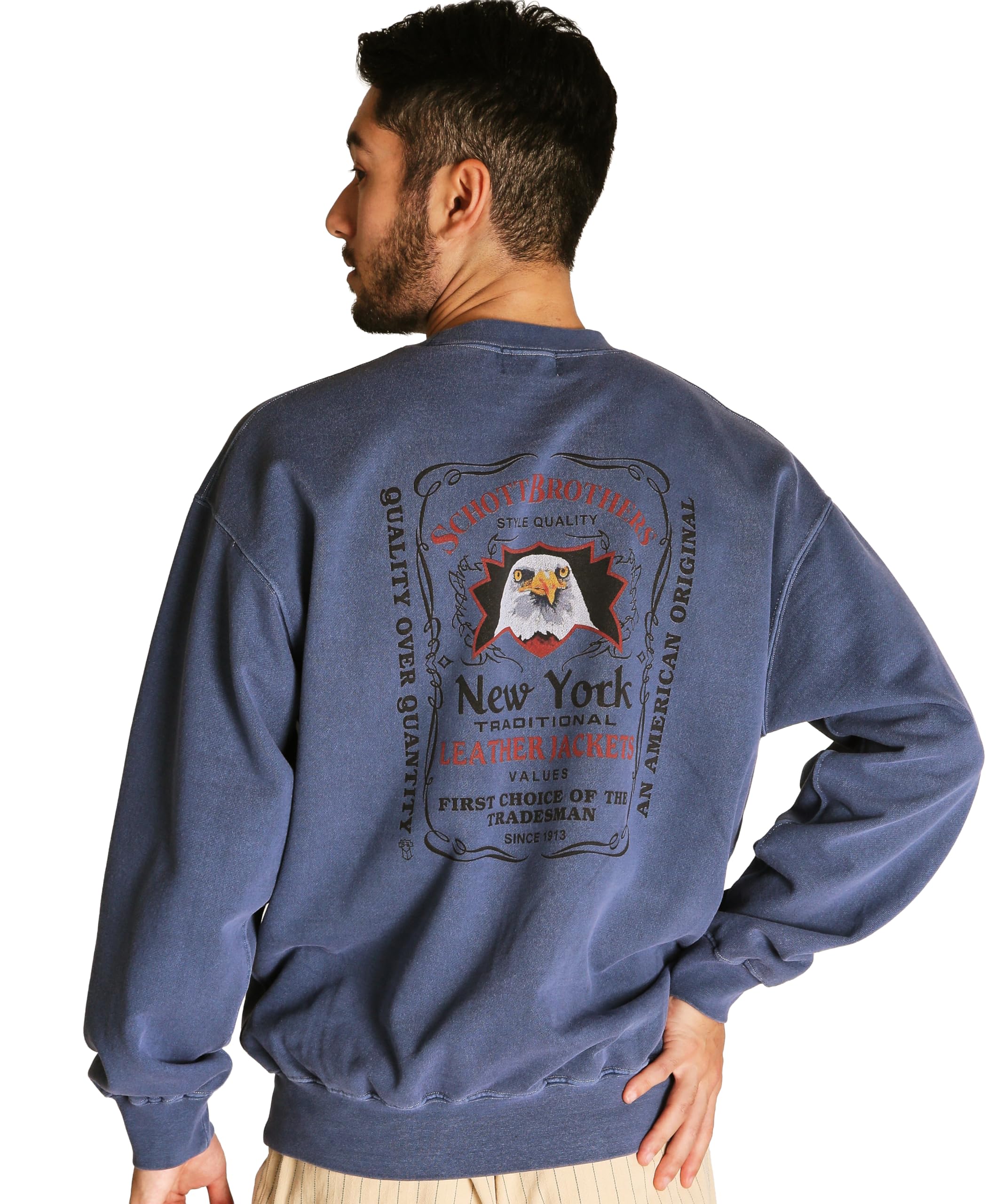 

Schott PIGMENT EAGLE CREW SWEAT Men s 2XL 120 Navy 782-5232005