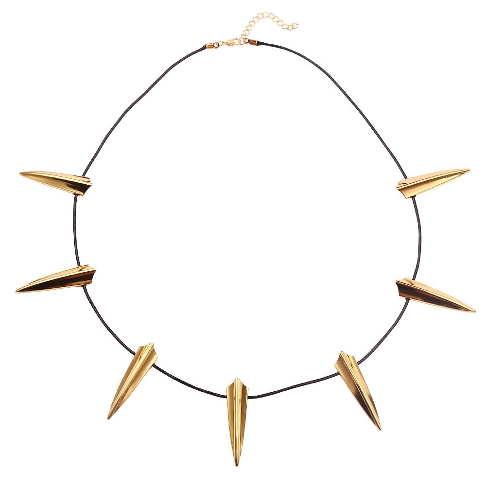 European and American Movie Merchandise Superhero Black Panther Alloy Gold-Plated COS Pendant Choker Leather Cord Necklace