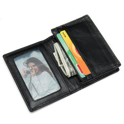 Cartera pequeña minimalista de cuero suave para hombre, tarjetero para tarjetas de identificación, tarjetas de crédito, monedero de bolsillo, color negro