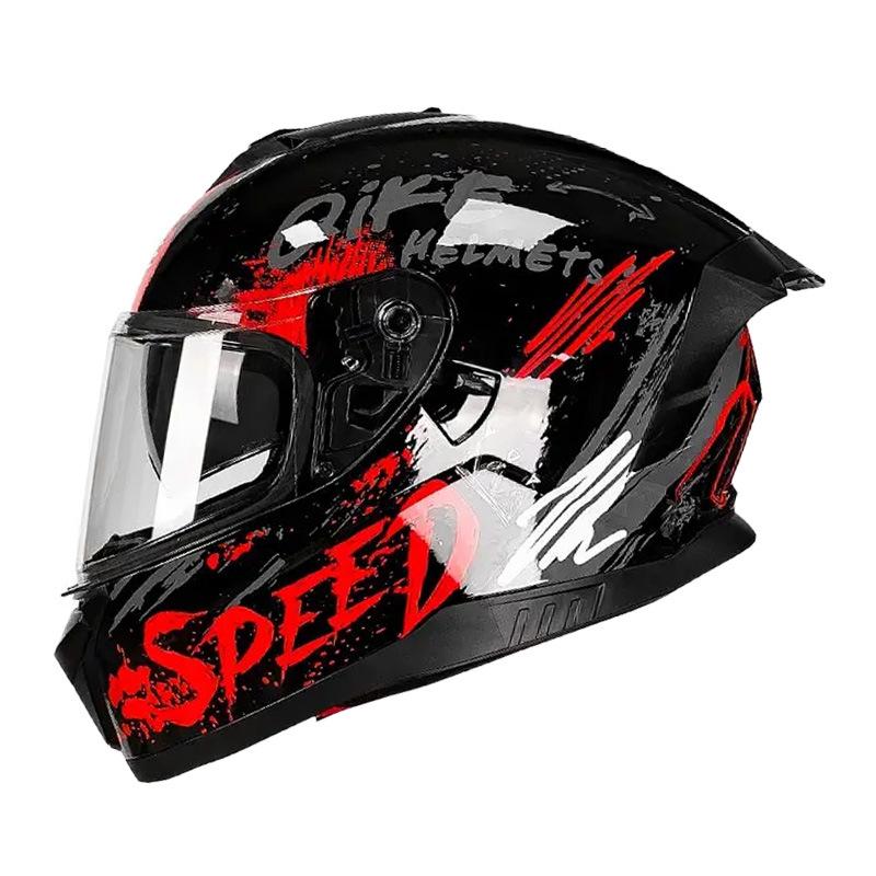 Unisex Double Lens Full Face Motorcycle Helmet with Large Tail Wing