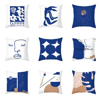 45x45cm Blue Series Abstract Art Throw Pillow Cover Polyester Home Decoration    Decorative Cushion