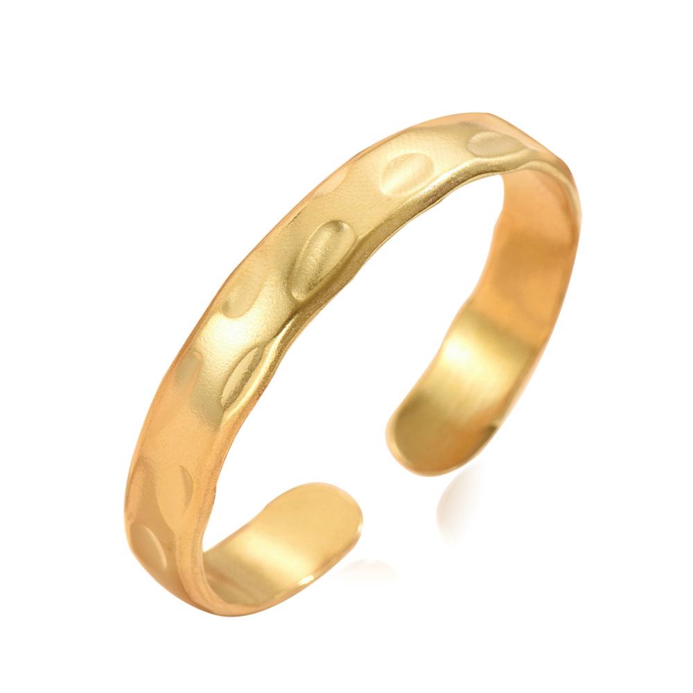European & American Boyfriend Style Irregular Hammered Stainless Steel Women's Open Bangle Bracelet