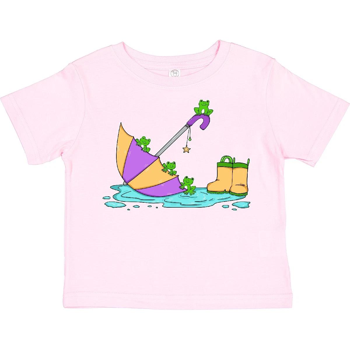 Inktastic Cute Frogs In A Umbrella With Boots Toddler T-Shirt Animals Lovers Pet 120