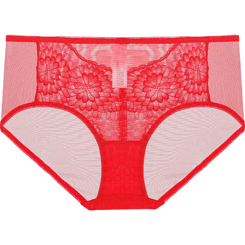 Aimer Women's Red Lace Mid-Waist Briefs