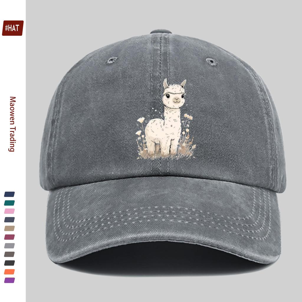 Pc Niedliche Alpaka-Print Baseballkappe Mode Trucker Papa Hut Bequeme Leichte Kopfbedeckung Verstellbarer Riemen Papa Hut Lässig