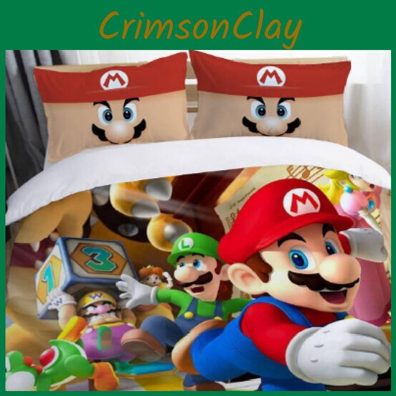 Cartoon Mario Super Single Panel Duvet Cover Set Bedding For Bedroom Decor