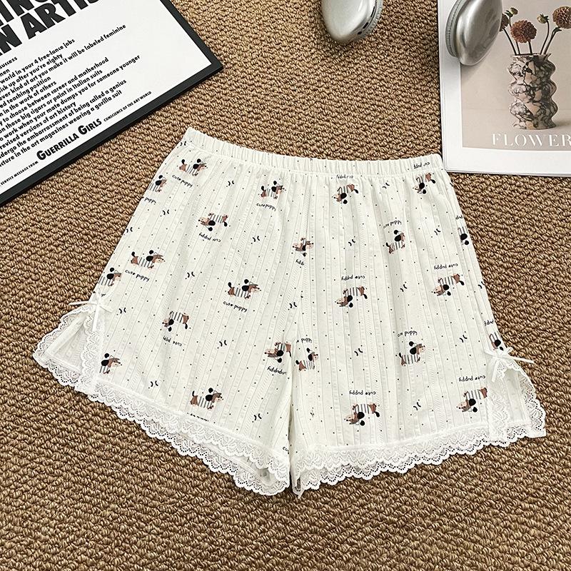 

Ladies Summer Sweet and Cute Cartoon Bow Lace Edge Comfortable Anti Slip Leggings one size