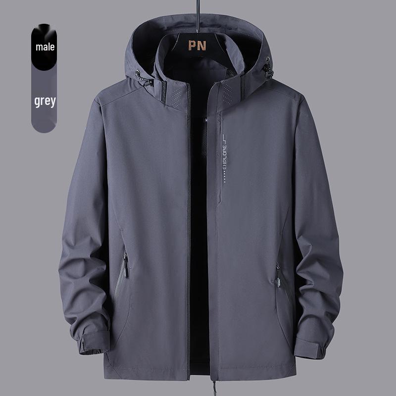 Windproof Waterproof Hooded Jacket for Couples - Versatile Spring/Autumn Outerwear for Trendy, Casual Mountaineering.