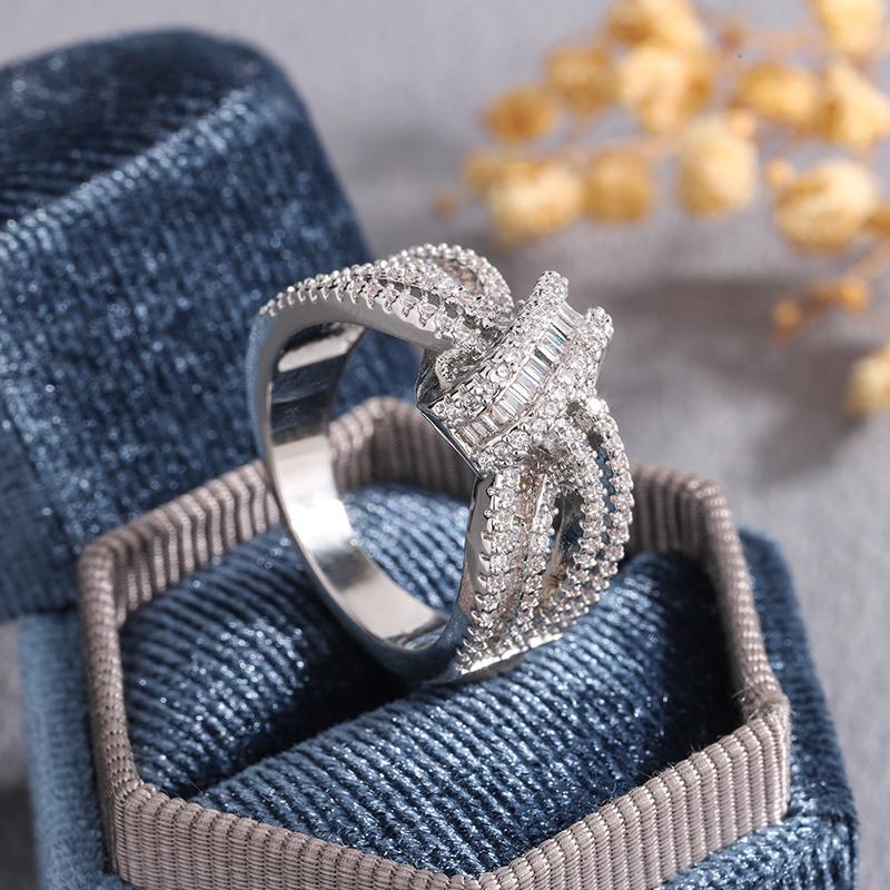 

925 Silver Plated Sparkling Bowknot Rings Shiny full Cubic Zirconia Finger Accessories Women Trendy Wedding Jewelry 10