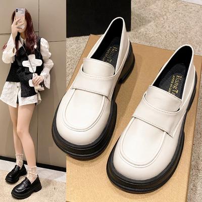 Womens Loafers Shoes Female Footwear Oxfords Clogs Platform Casual Sneaker British Style Round Toe Slip-on Dress Leather Retro