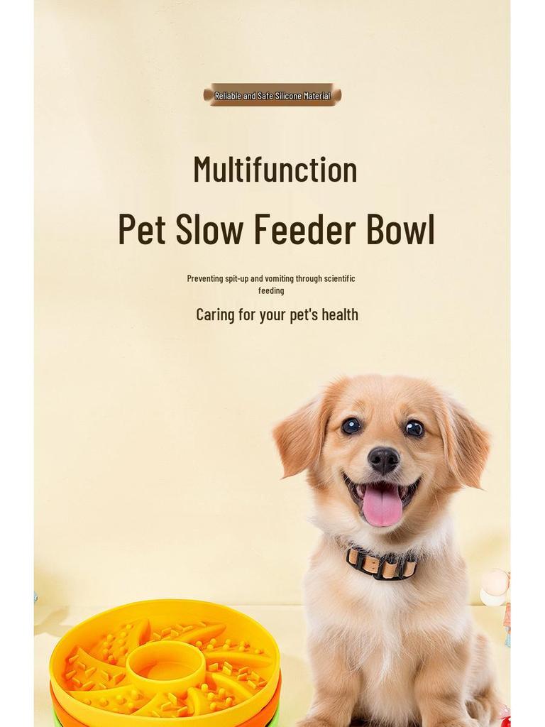 Anti-Tip Slow Feeder Dog Bowl for Medium to Large Dogs