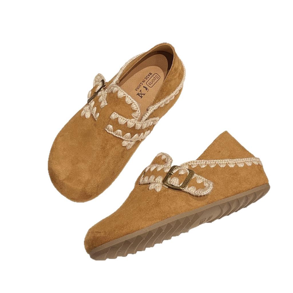 Retro Two-wear Round-headed Boken Shoes In the Autumn of 2025, New Versatile Casual Women's Shoes, Lazy One-pedal Single Shoes Women