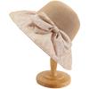 Big eaves sunshade summer fashion lace bow bucket hat women's simple and elegant sunscreen face covering straw sun hat