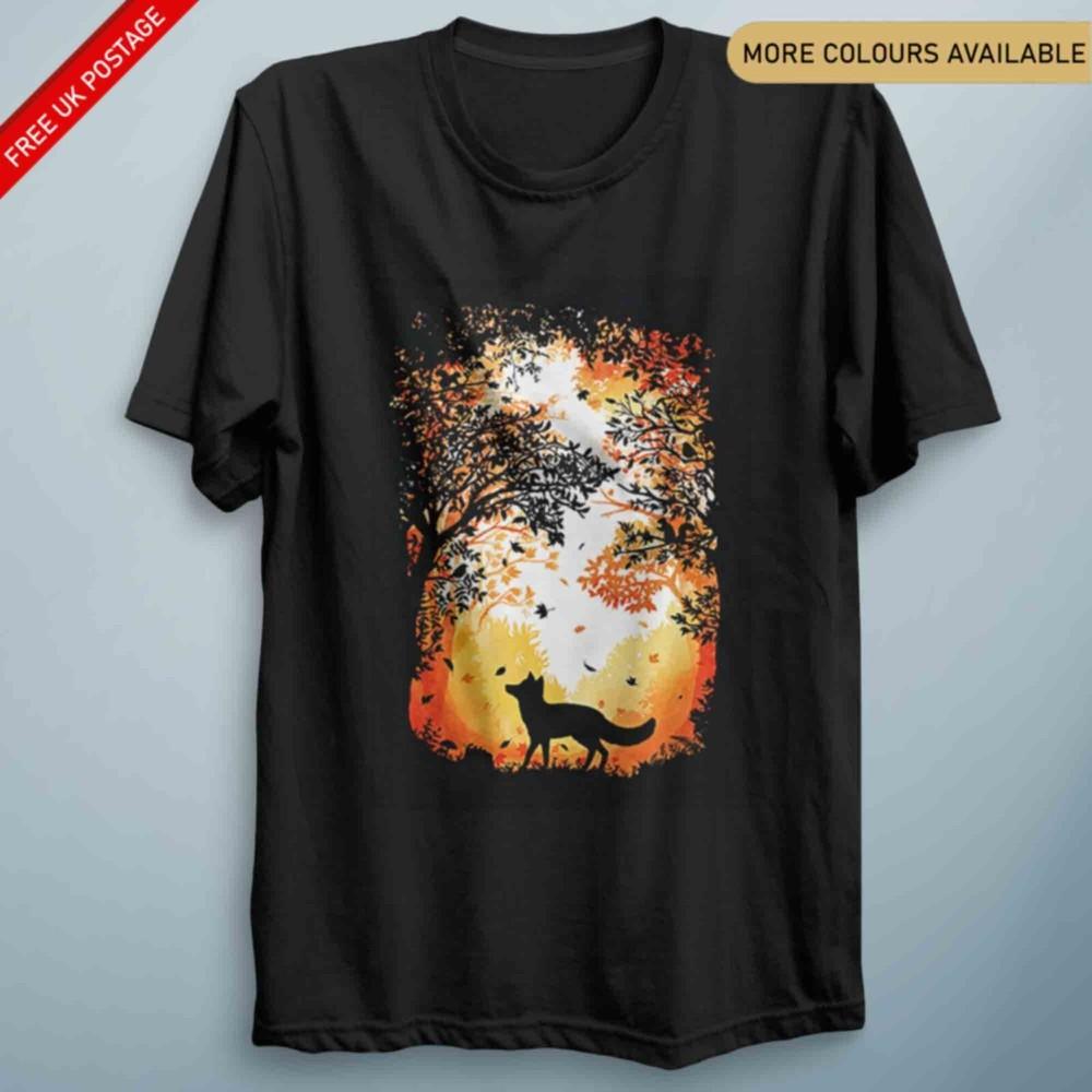 Abstract Fox Forest Animal Scene Abstract Art T Shirt Kids Birthday Gift S