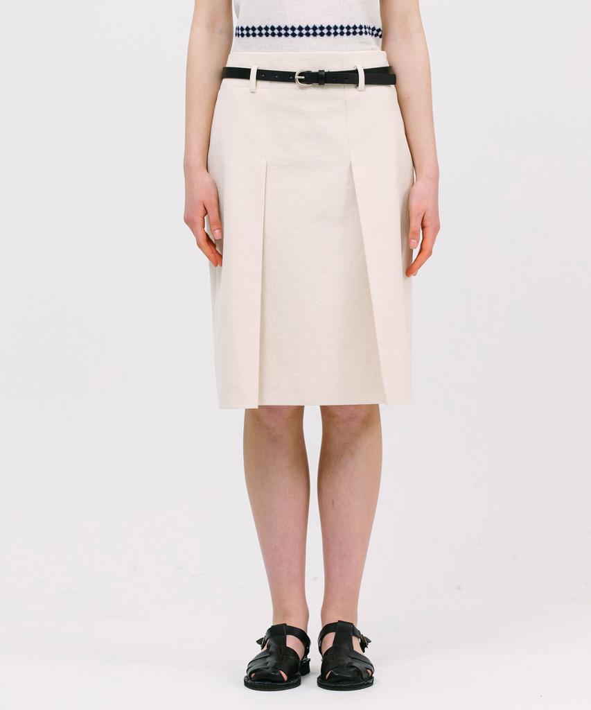 JUN BY JUN K Low Belted Skirt_Ecru