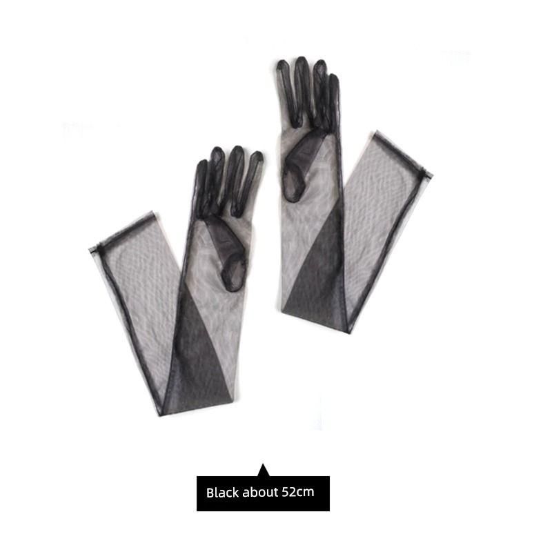 

Ju Jingyi Same Style Pearl Mesh Birthday Photo Gloves Black mesh about 52cm All yards