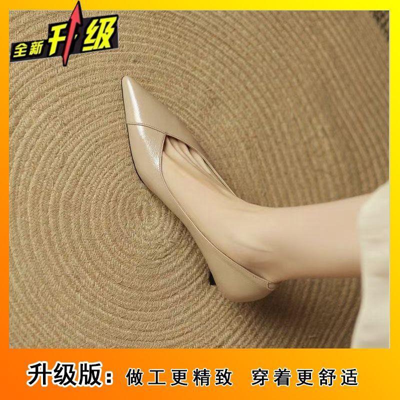 French temperament pointed head shallow mouth versatile single shoes 2025 spring and summer new fashion commuting comfortable thin heel single shoes