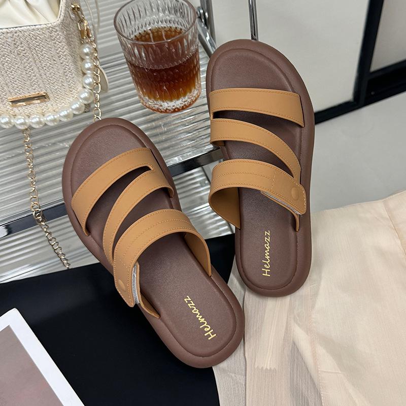 Women's Summer Flat Non-Slip One-Strap Z-Strap Sandals for Bathing and Beach