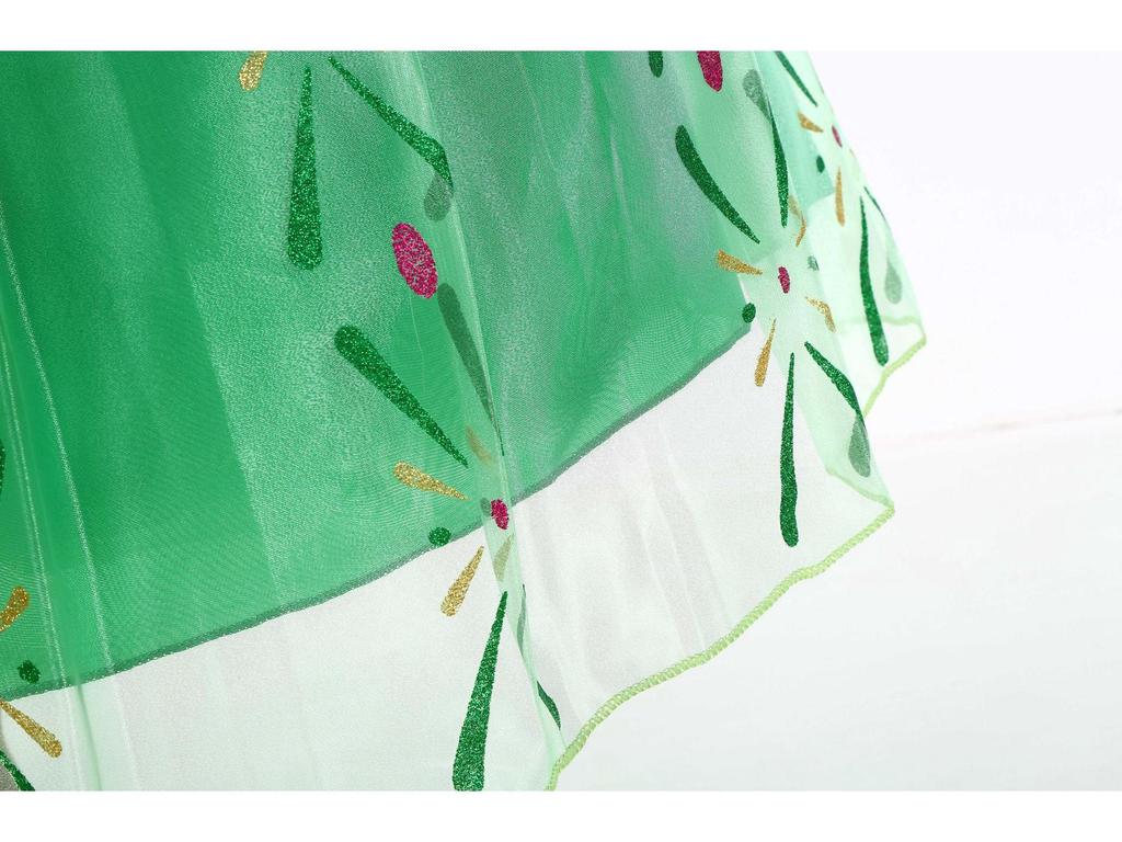 Green Pleated Skirt Frozen Girls' Performance Dress