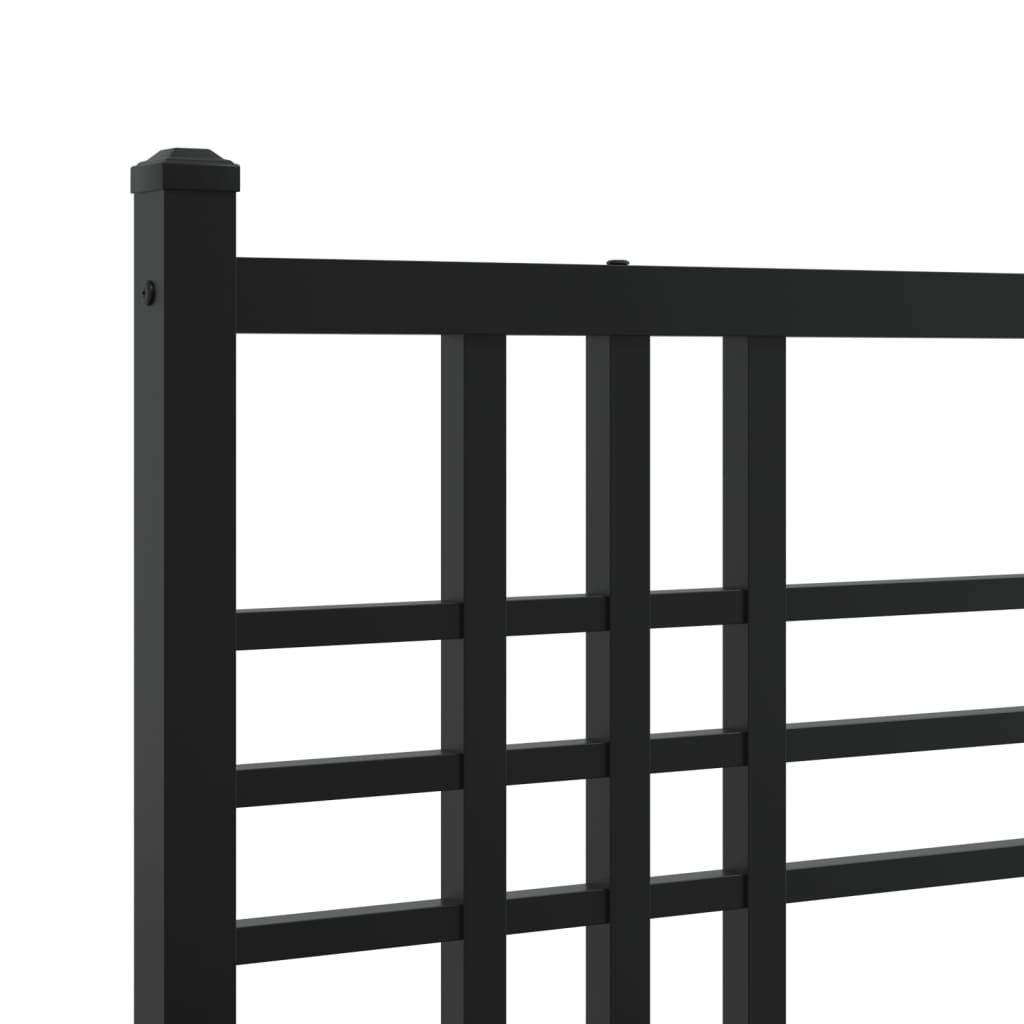 Metal Bed Frame with Headboard and Footboard Black 120 X 190 Cm