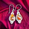 Orange Kupfer Türkis Edelstein 925 Sterling Silber Handgefertigte Ohrringe 1,80" EE-42-32