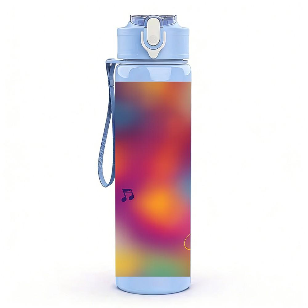 1PC Blurred Color Gradient Abstract Pattern 750ml Color Plastic Sports Water Bottle Leakproof Flip Straw Lid Suitable for Sports Office Home Use