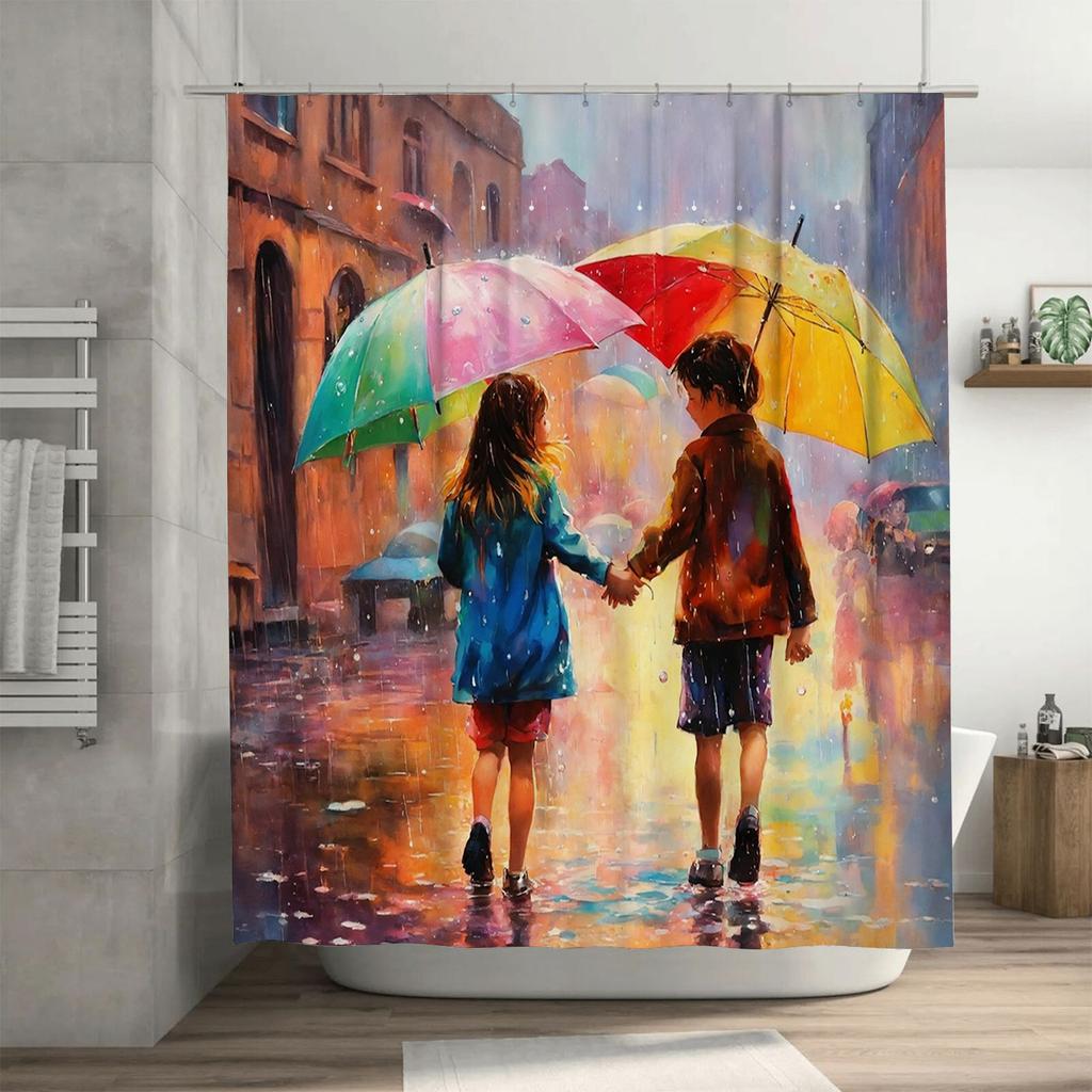 Rainy Day Romance Shower Curtain | Artistic Bathroom Decor