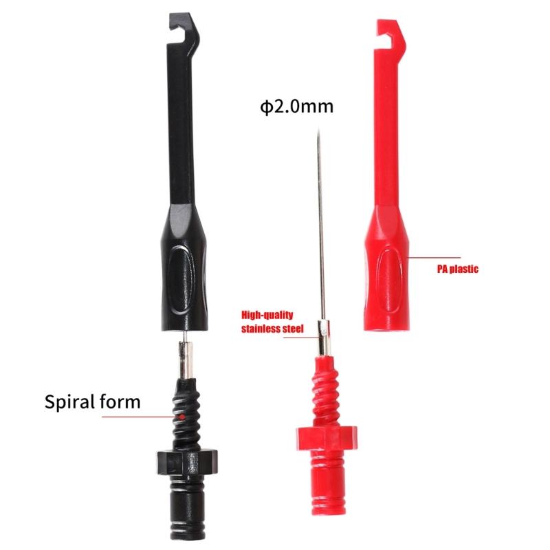 2 Set Electric Wire Piercing Probe Clip Multimeter Test Leads Set Puncture Probes 4mm Banana Plug Automotive Test Leads