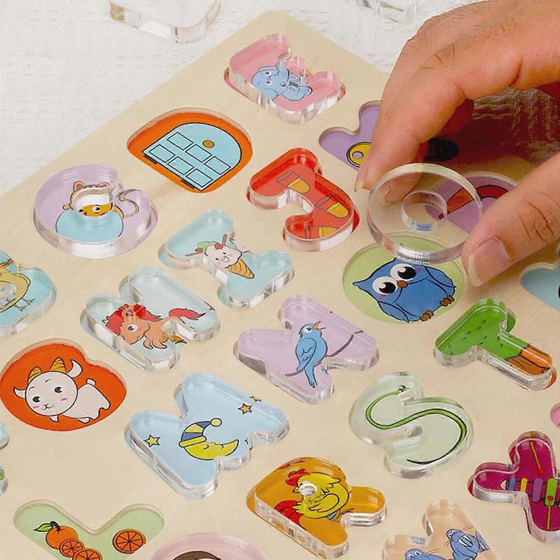 Lern-Puzzle-Spielzeug Alphabet-Lernspielzeug Holzbrett-Puzzle Lern-Lehr-Requisiten Eltern-Kind-Interaktives Spielzeug