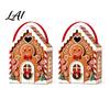 Seasonal Candy Packaging Boxes Christmas House Handle 3D with Gift Box Gingerbread/Santa Claus/Tree/Snowflake Decorative Cardboard