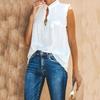 Summer Women's Vest Sleeveless High Neck Button-frilly Loose Casual Top